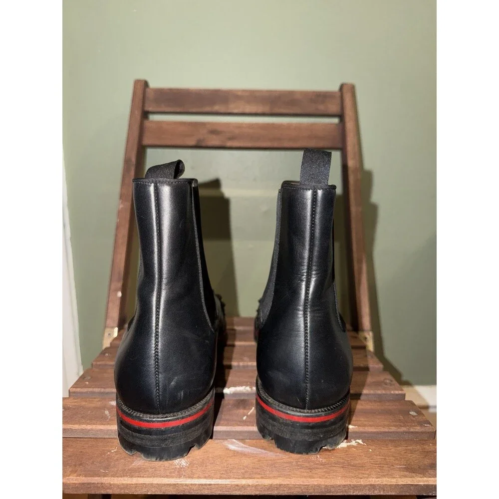 Authentic CHRISTIAN LOUBOUTIN Melon Spikes leather Chelsea boots, EU 45, US 12